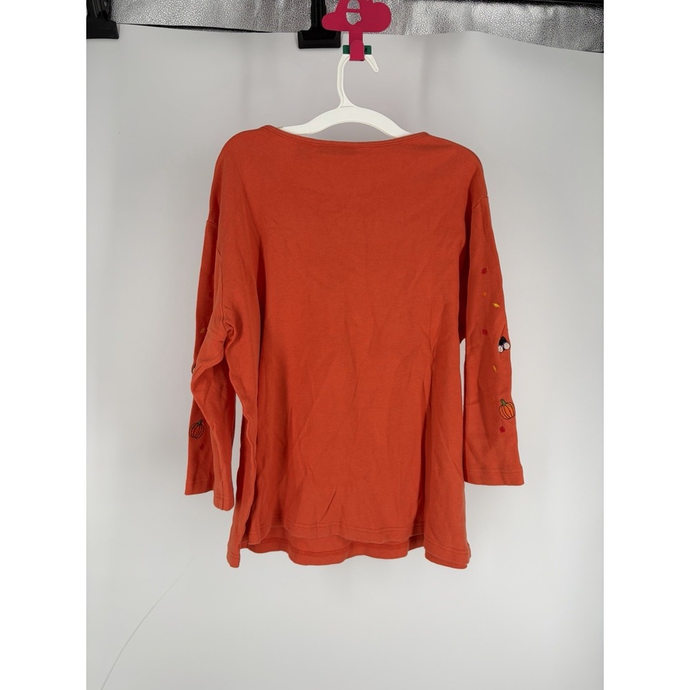 vtg y2k halloween black cat pumpkin embroidered top womens 1x orange fall autumn - Picture 5 of 7